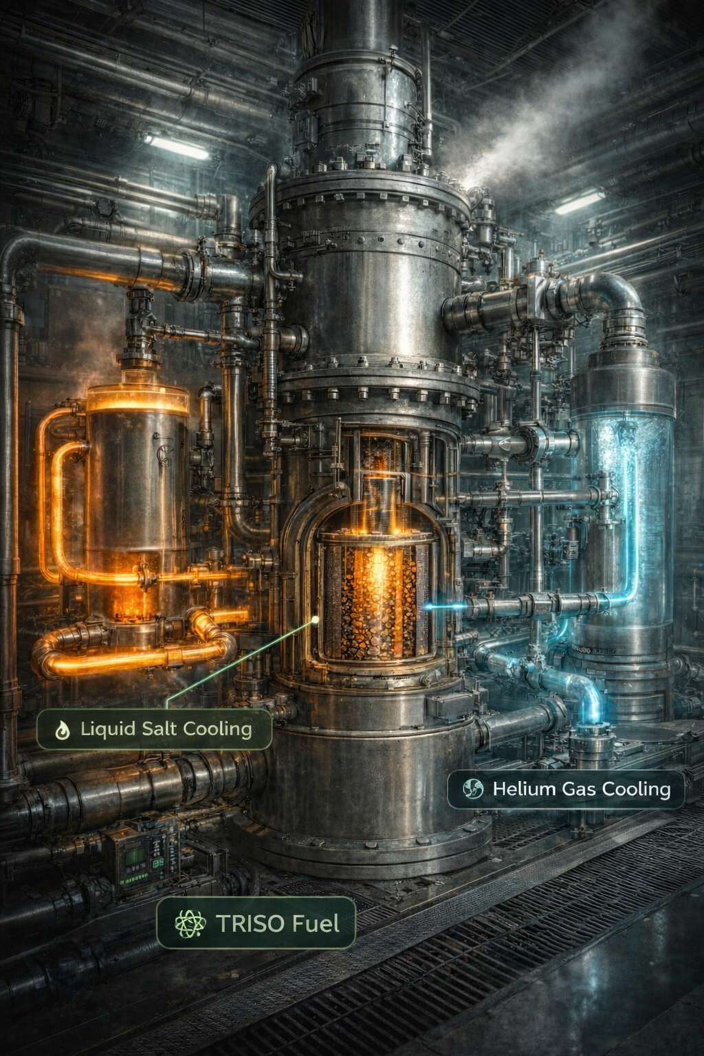 Dual Cooled Reactor with Liquid Salt and Helium Gas Cooling Systems